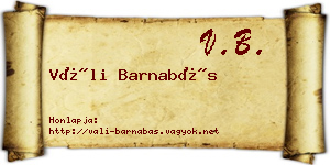 Váli Barnabás névjegykártya